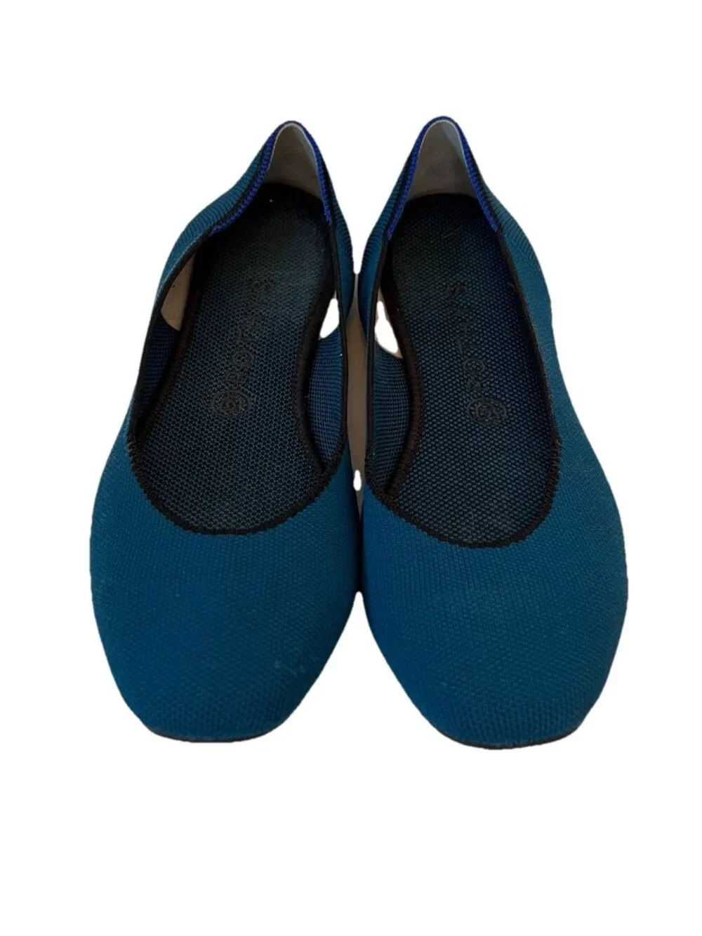 Rothy's The Flat Teal Blue Knit Round Toe Washable Walking Shoes Women's 10.5